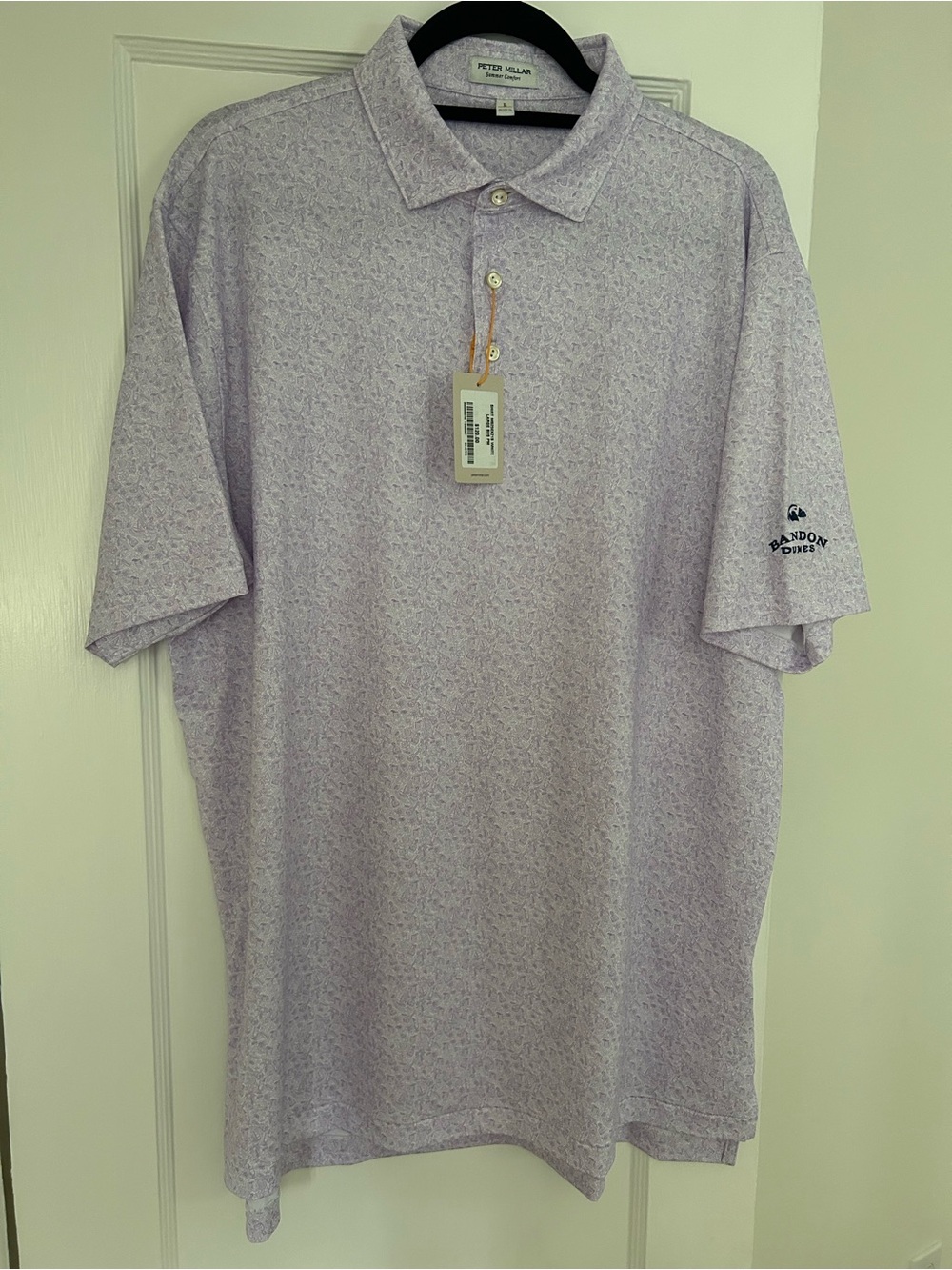 NWT Bandon Dunes Peter Millar Lavender-Pattern Short Sleeve Polo